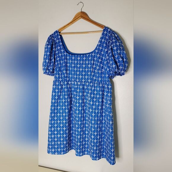 Rhode Eyelet Mini Babydoll Dress Blue With pockets Size XXL - Picture 5 of 16